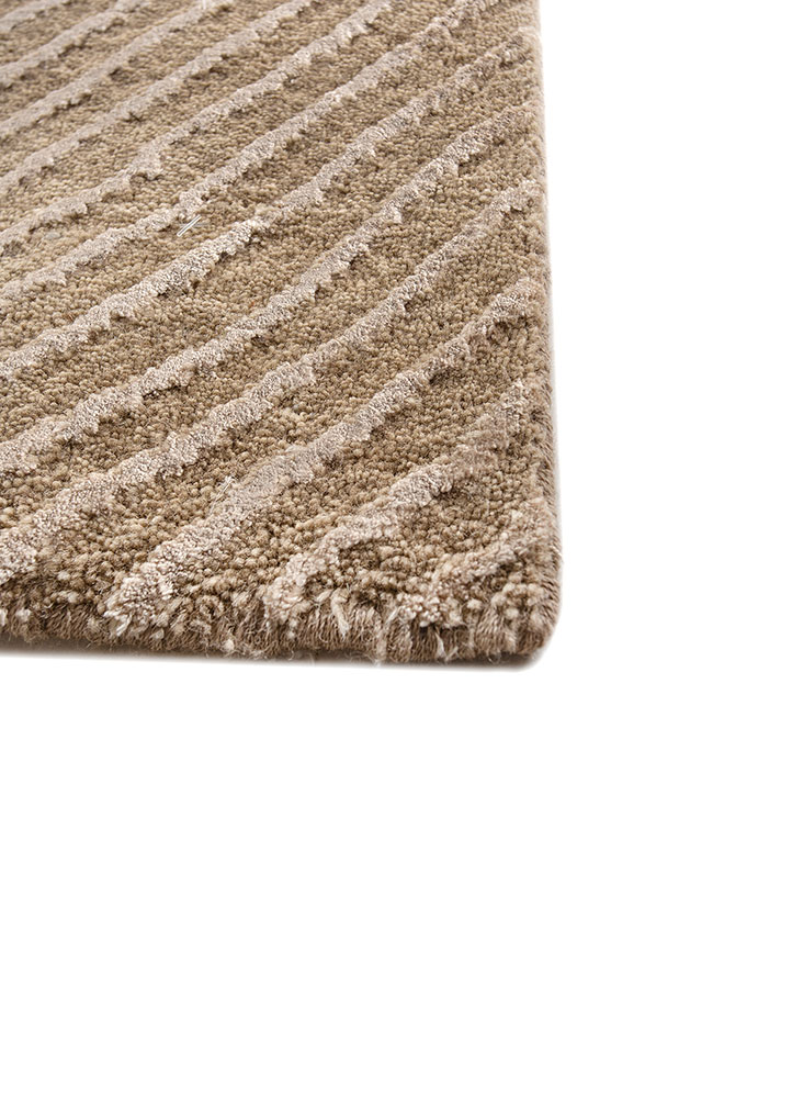 azalea beige and brown wool and bamboo silk hand knotted Rug - Corner