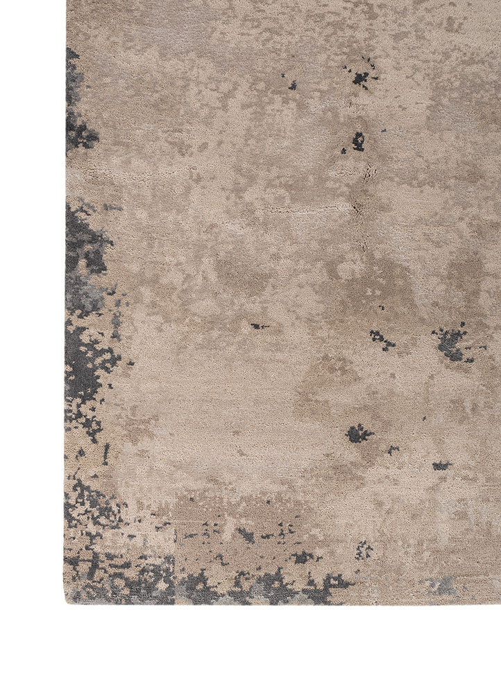 chaos theory by kavi ivory wool and bamboo silk hand knotted Rug - Corner