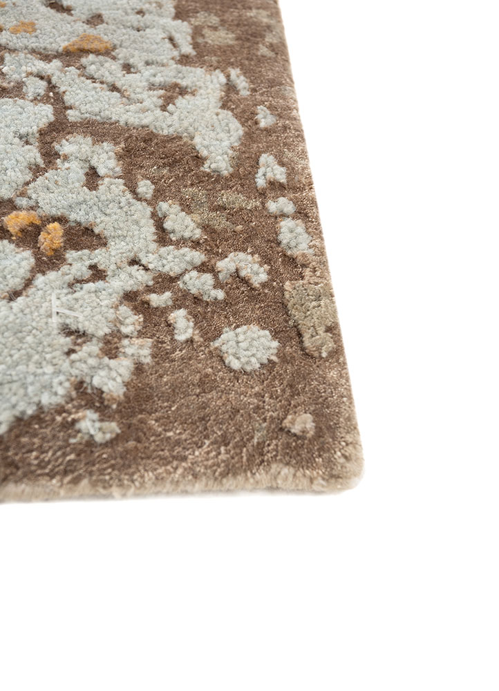 chaos theory by kavi ivory wool and bamboo silk hand knotted Rug - Corner