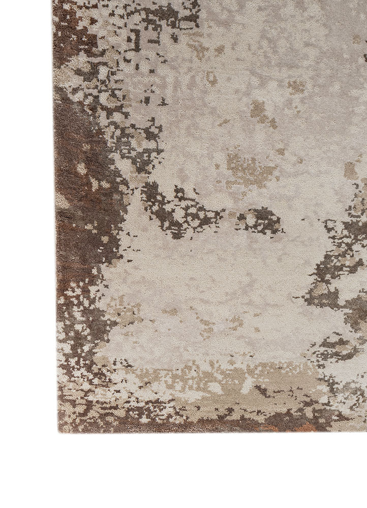 chaos theory by kavi ivory wool and bamboo silk hand knotted Rug - Corner