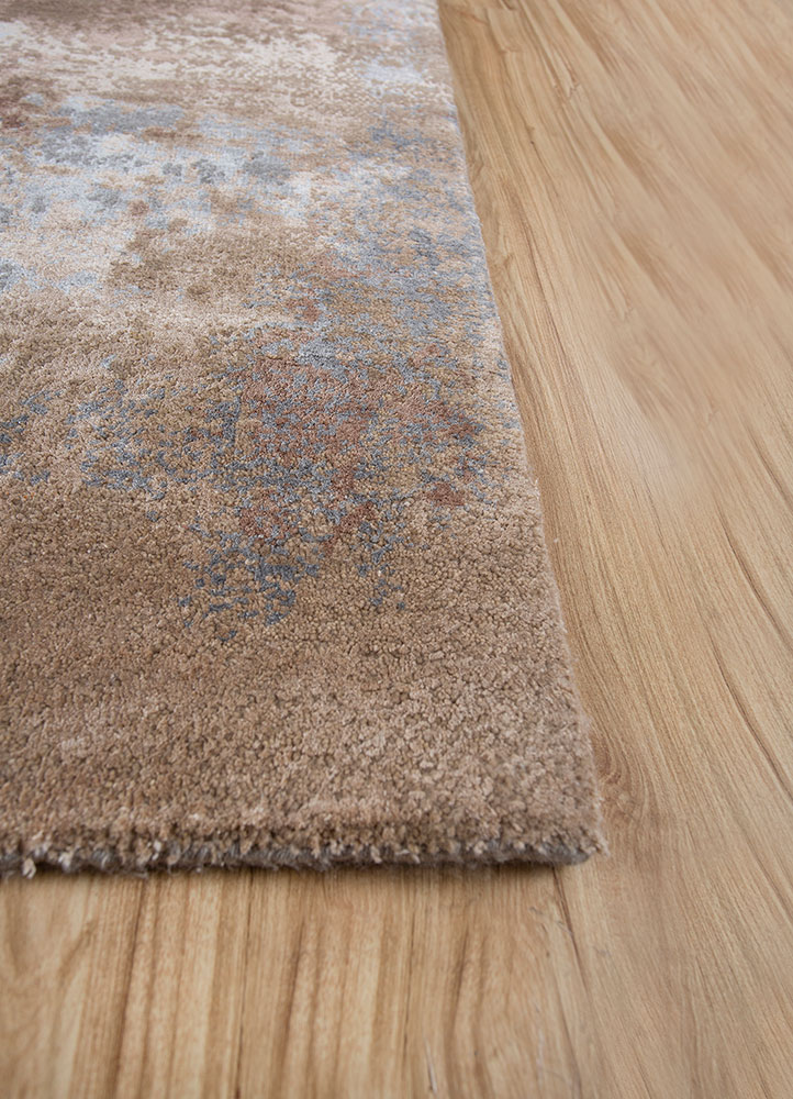 chaos theory by kavi grey and black wool and bamboo silk hand knotted Rug - Corner