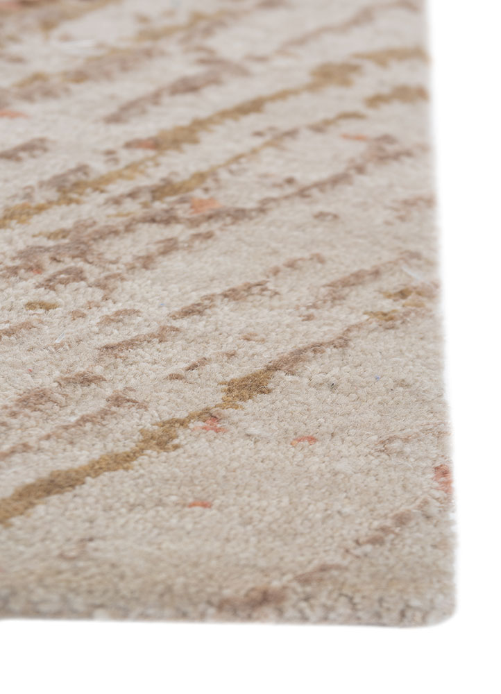 free verse by kavi ivory wool and bamboo silk hand knotted Rug - Corner