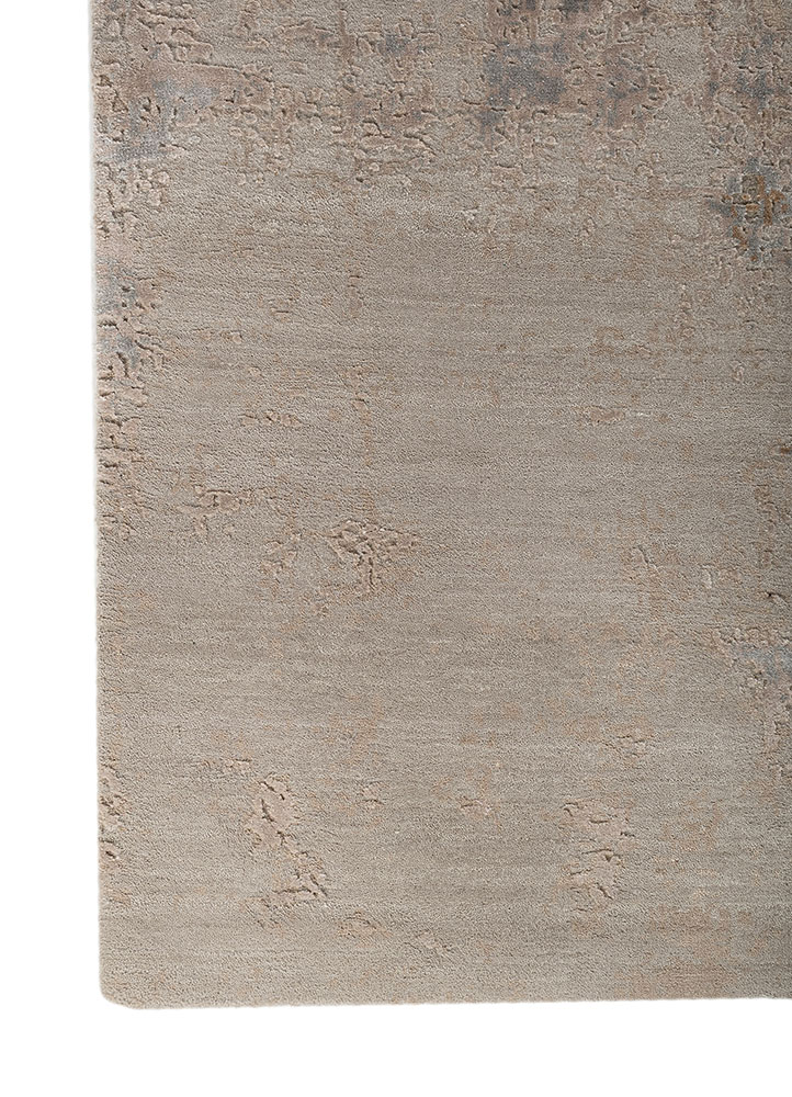 chaos theory by kavi grey and black wool and bamboo silk hand knotted Rug - Corner