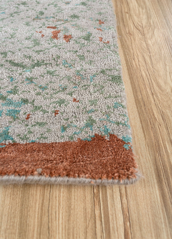 chaos theory by kavi grey and black wool and bamboo silk hand knotted Rug - Corner