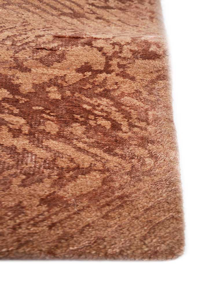 urban pause by kavi red and orange wool and bamboo silk hand knotted Rug - Corner