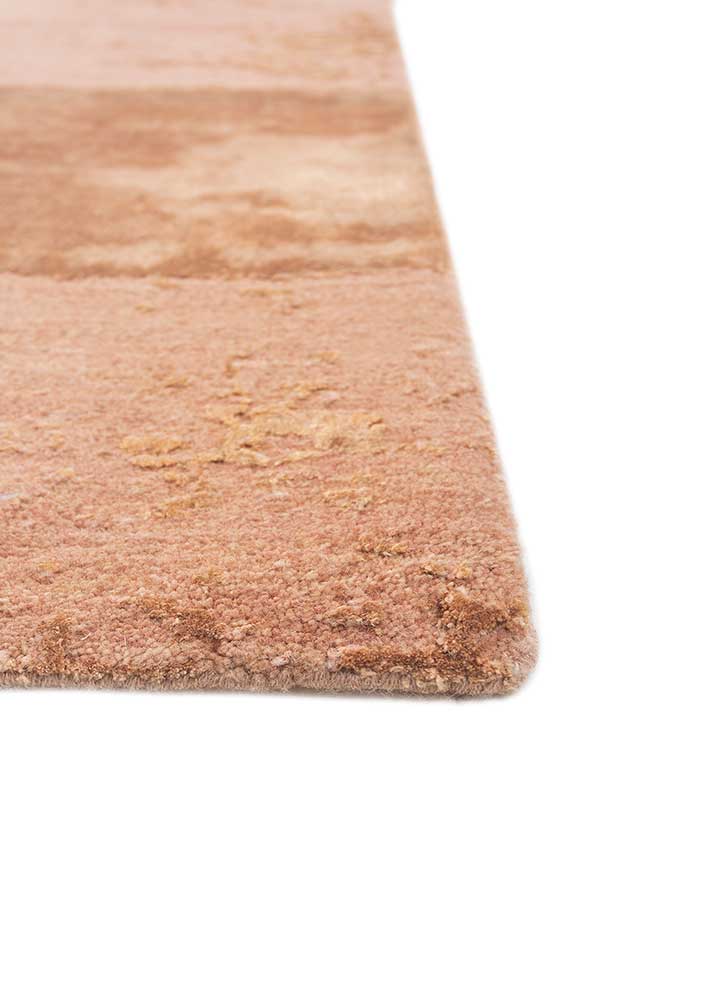 unfold by kavi red and orange wool and bamboo silk hand knotted Rug - Corner
