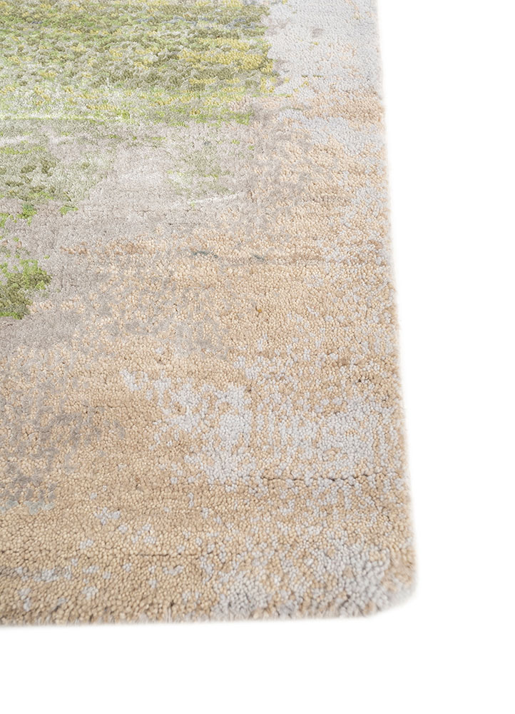 aakar by kavi grey and black wool and bamboo silk hand knotted Rug - Corner