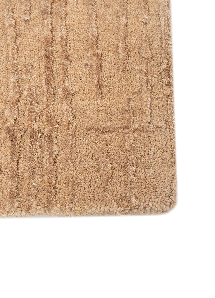 free verse by kavi beige and brown wool and bamboo silk hand knotted Rug - Corner