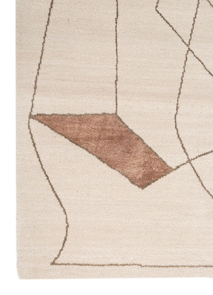aakar by kavi ivory wool and bamboo silk hand knotted Rug - Corner