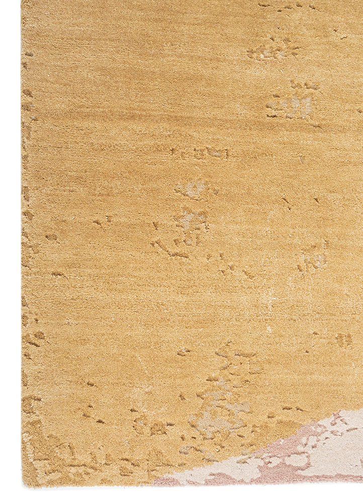 unfold by kavi ivory wool and bamboo silk hand knotted Rug - Corner
