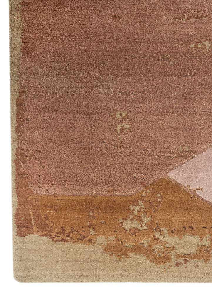 unfold by kavi pink and purple wool and bamboo silk hand knotted Rug - Corner
