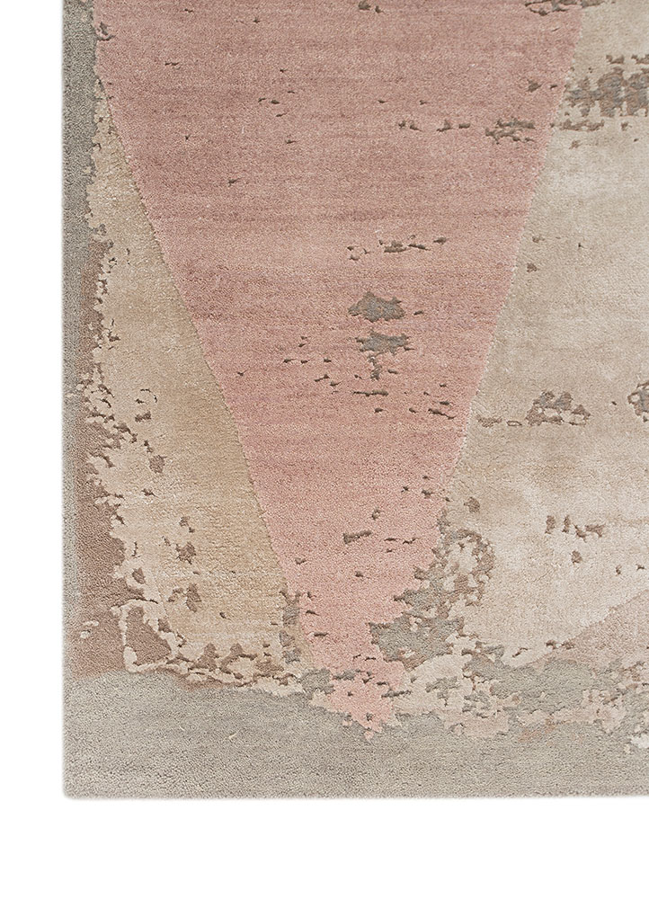 unfold by kavi pink and purple wool and bamboo silk hand knotted Rug - Corner