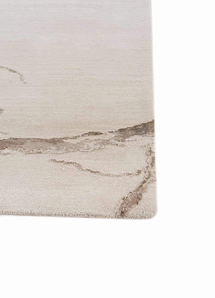 aprezo ivory wool and bamboo silk hand knotted Rug - Corner