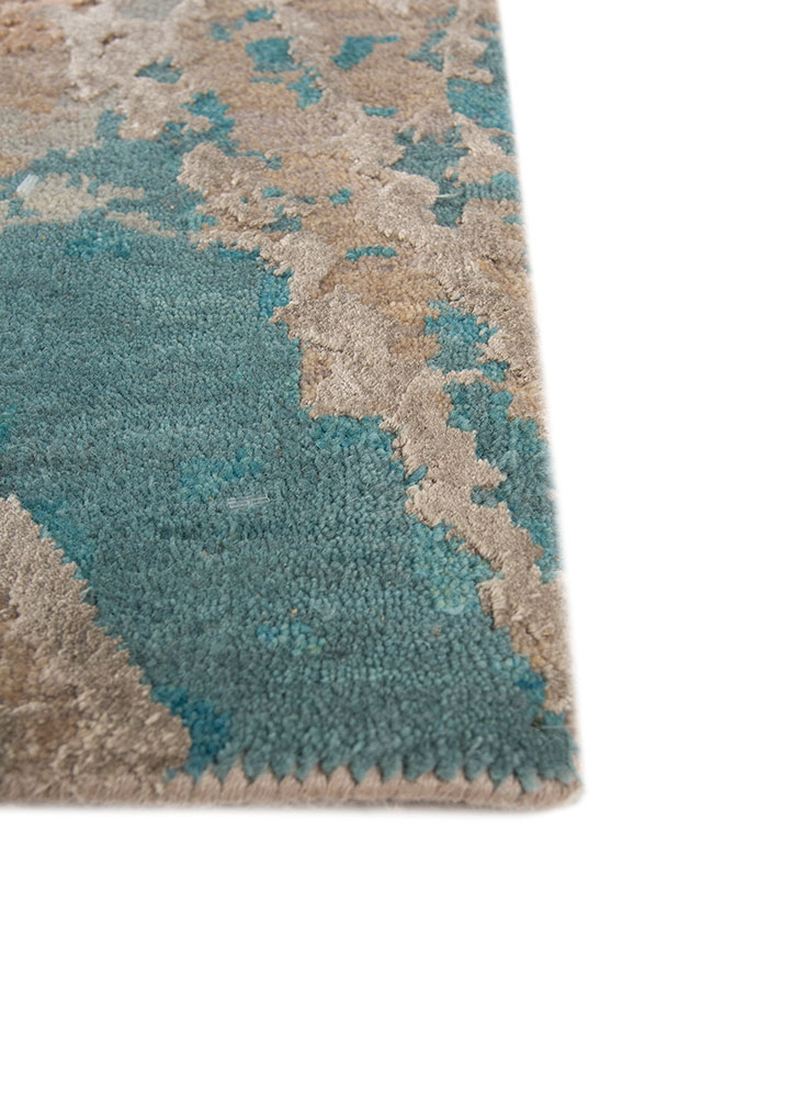 chaos theory by kavi green wool and bamboo silk hand knotted Rug - Corner