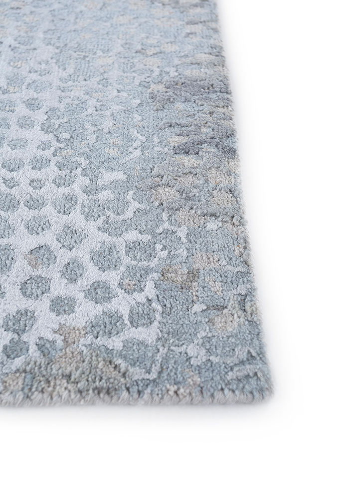 chaos theory by kavi grey and black wool and bamboo silk hand knotted Rug - Corner