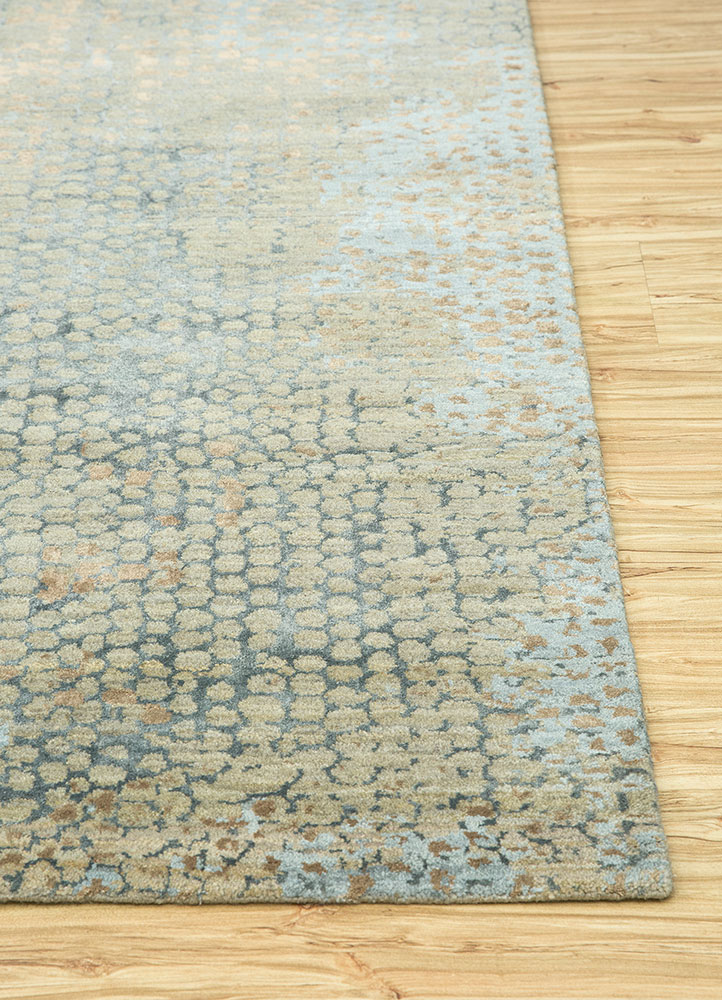 chaos theory by kavi grey and black wool and bamboo silk hand knotted Rug - Corner