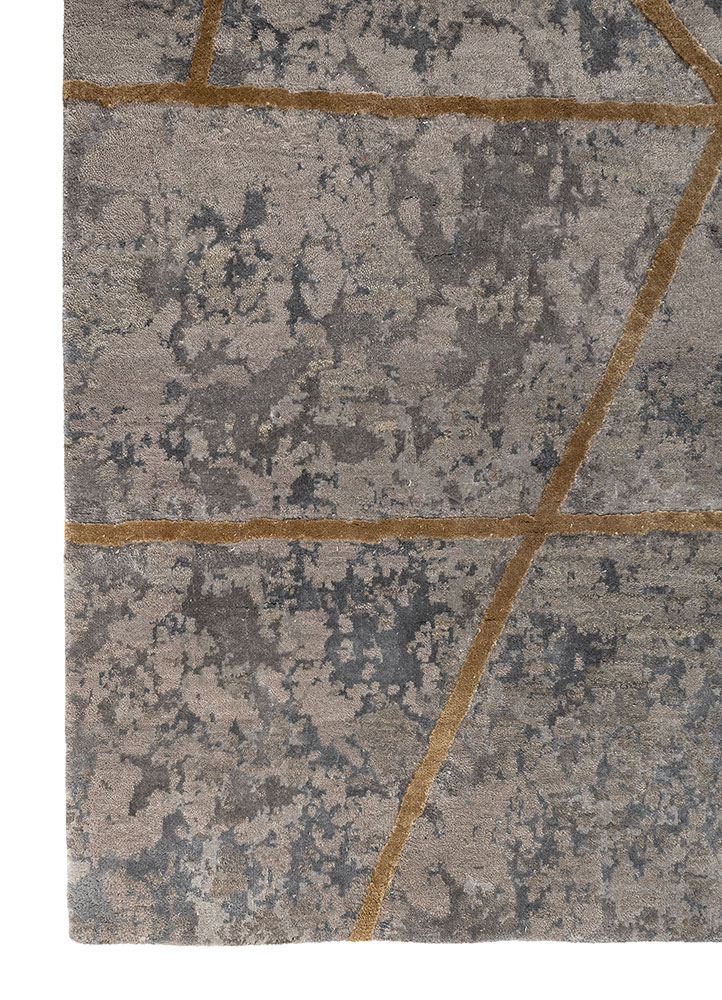 chaos theory by kavi grey and black wool and bamboo silk hand knotted Rug - Corner