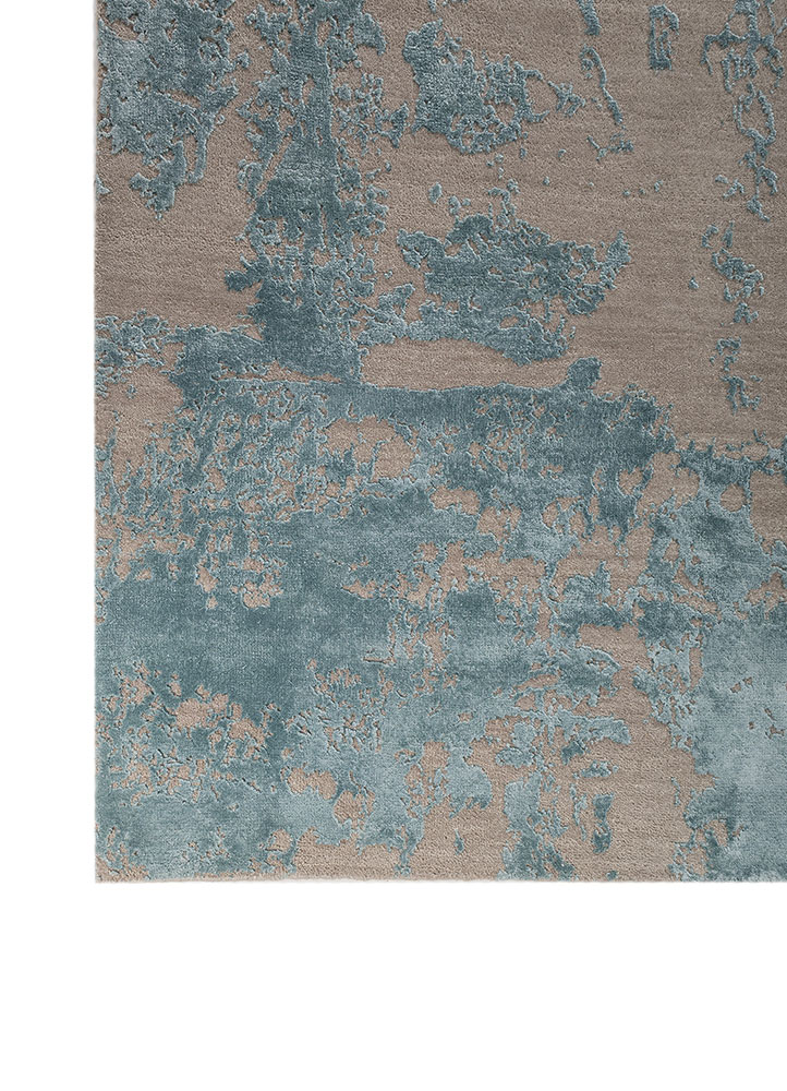 project error by kavi grey and black wool and bamboo silk hand knotted Rug - Corner