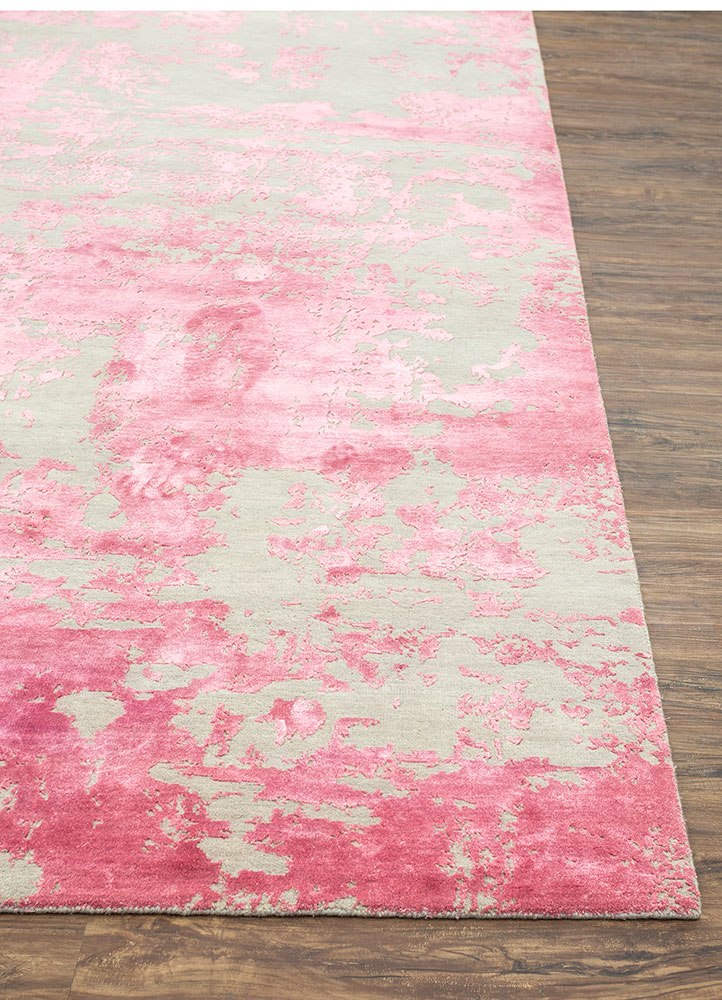 project error by kavi grey and black wool and bamboo silk hand knotted Rug - Corner