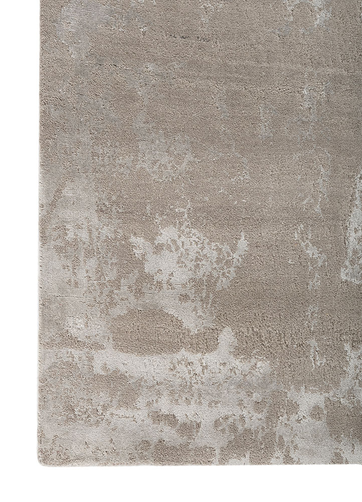 project error by kavi grey and black wool and bamboo silk hand knotted Rug - Corner