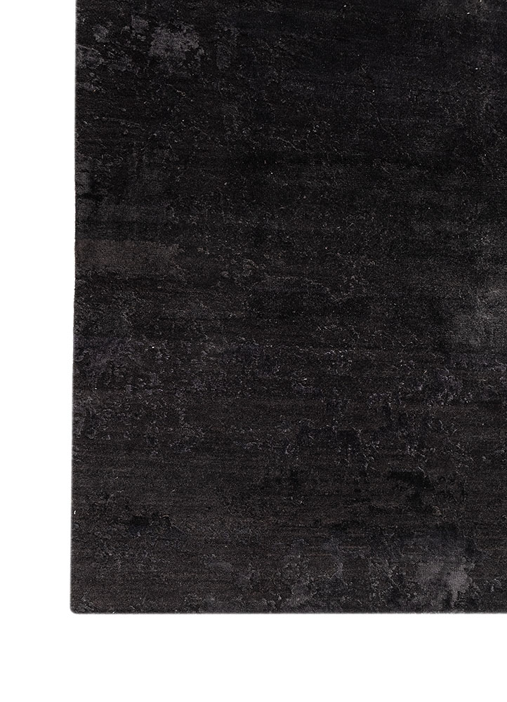 project error by kavi blue wool and bamboo silk hand knotted Rug - Corner