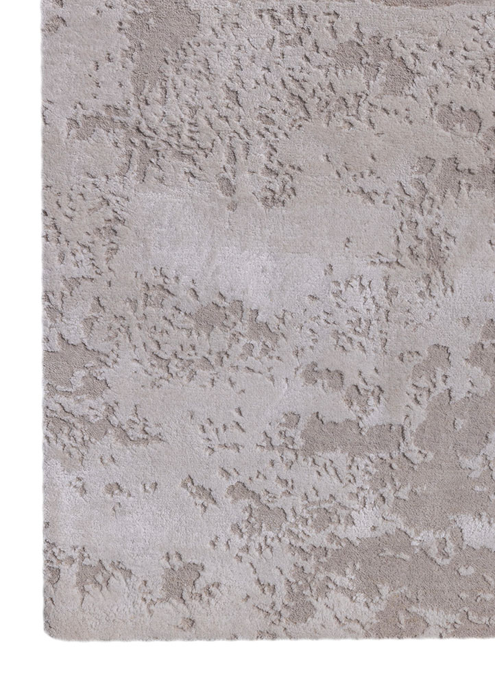 project error by kavi ivory wool and bamboo silk hand knotted Rug - Corner