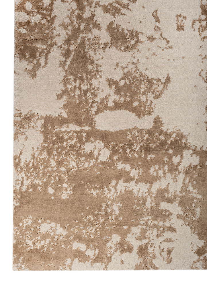 project error by kavi ivory wool and bamboo silk hand knotted Rug - Corner