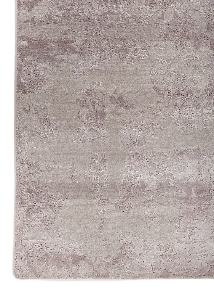 project error by kavi pink and purple wool and bamboo silk hand knotted Rug - Corner