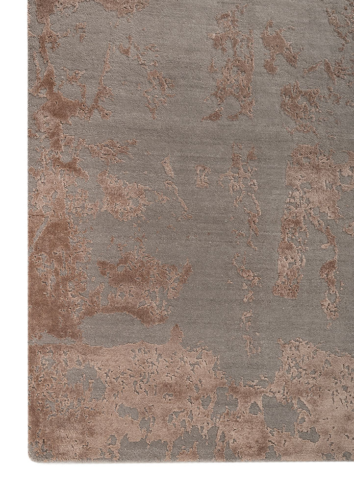 project error by kavi grey and black wool and bamboo silk hand knotted Rug - Corner