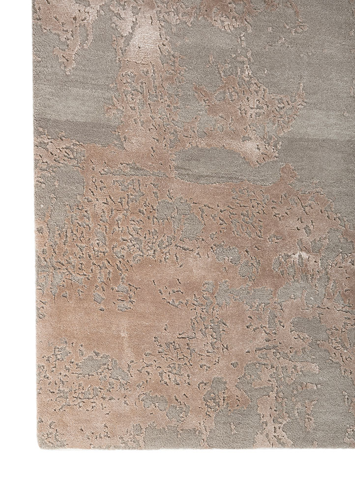 project error by kavi grey and black wool and bamboo silk hand knotted Rug - Corner