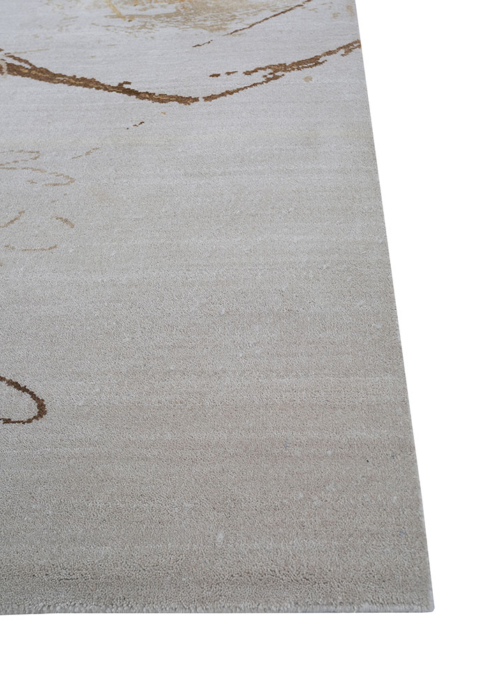 chaos theory by kavi ivory wool and bamboo silk hand knotted Rug - Corner