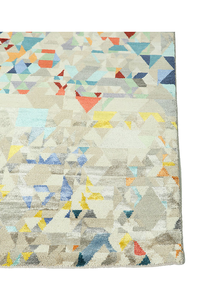 chaos theory by kavi multi wool and bamboo silk hand knotted Rug - Corner