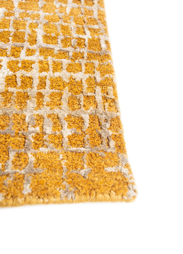 project error by kavi gold wool and bamboo silk hand knotted Rug - Corner