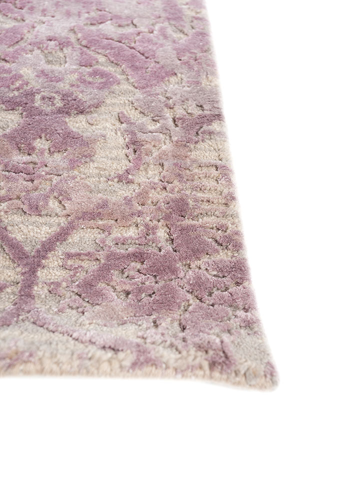 chaos theory by kavi ivory wool and bamboo silk hand knotted Rug - Corner