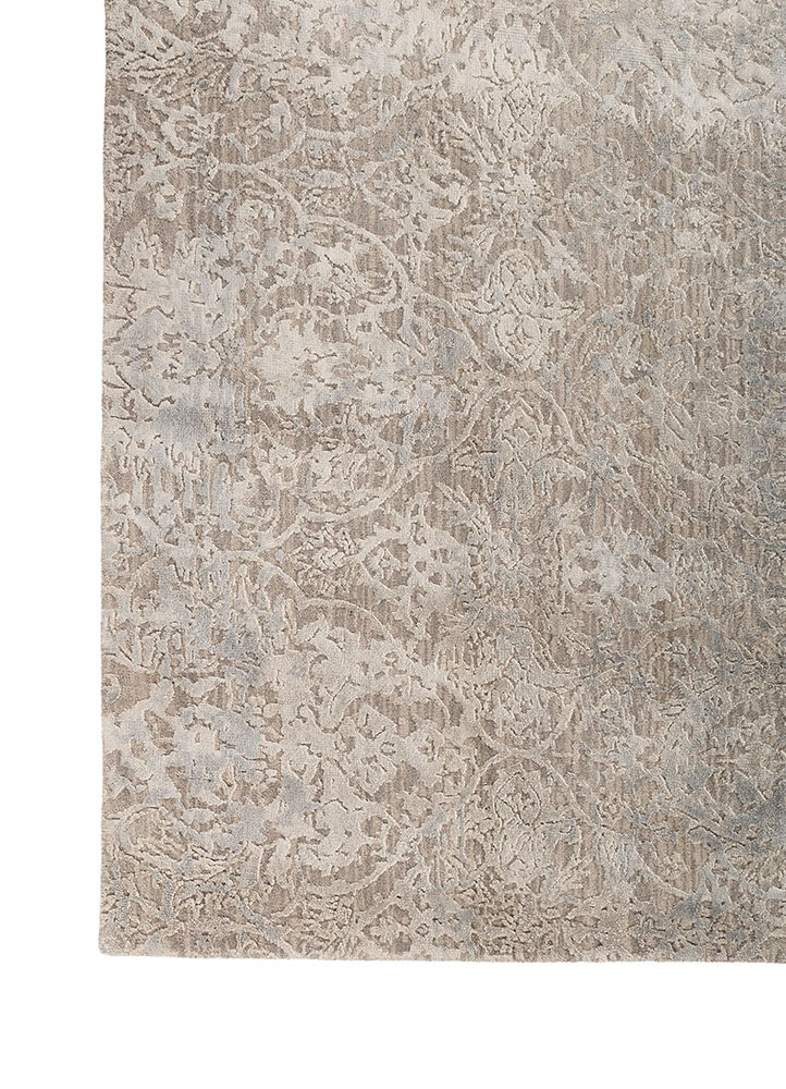 aprezo grey and black wool and bamboo silk hand knotted Rug - Corner