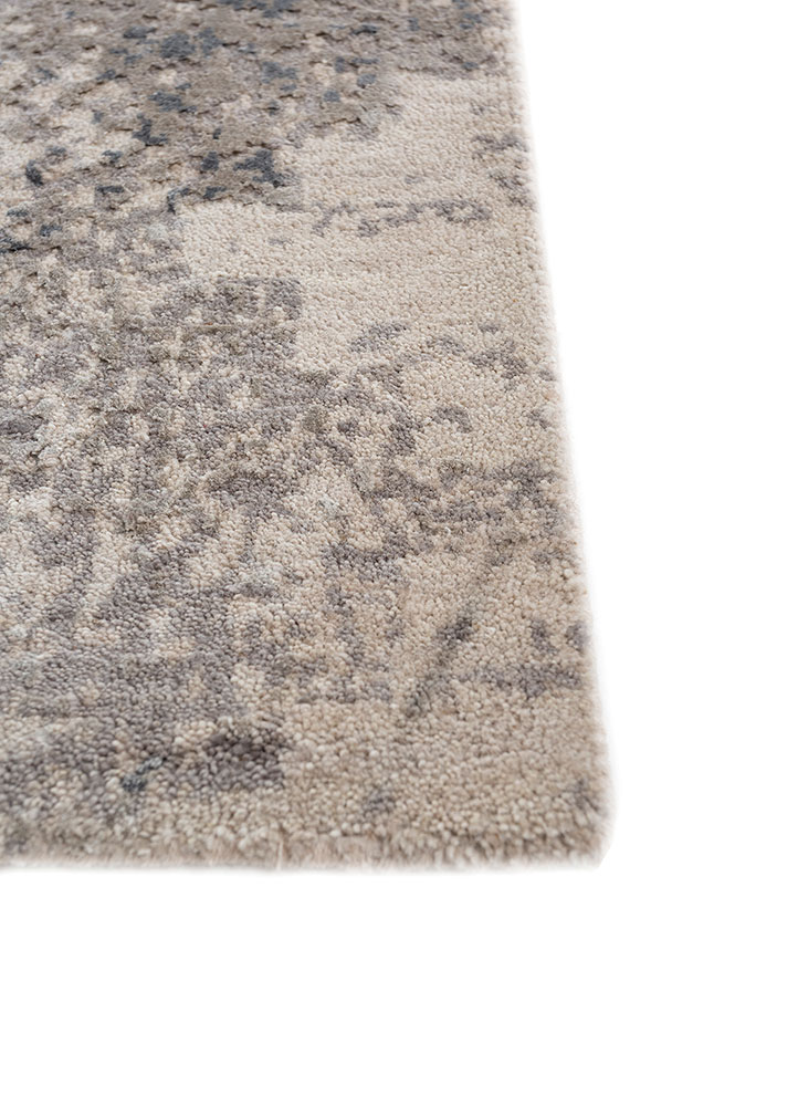 project error by kavi grey and black wool and bamboo silk hand knotted Rug - Corner