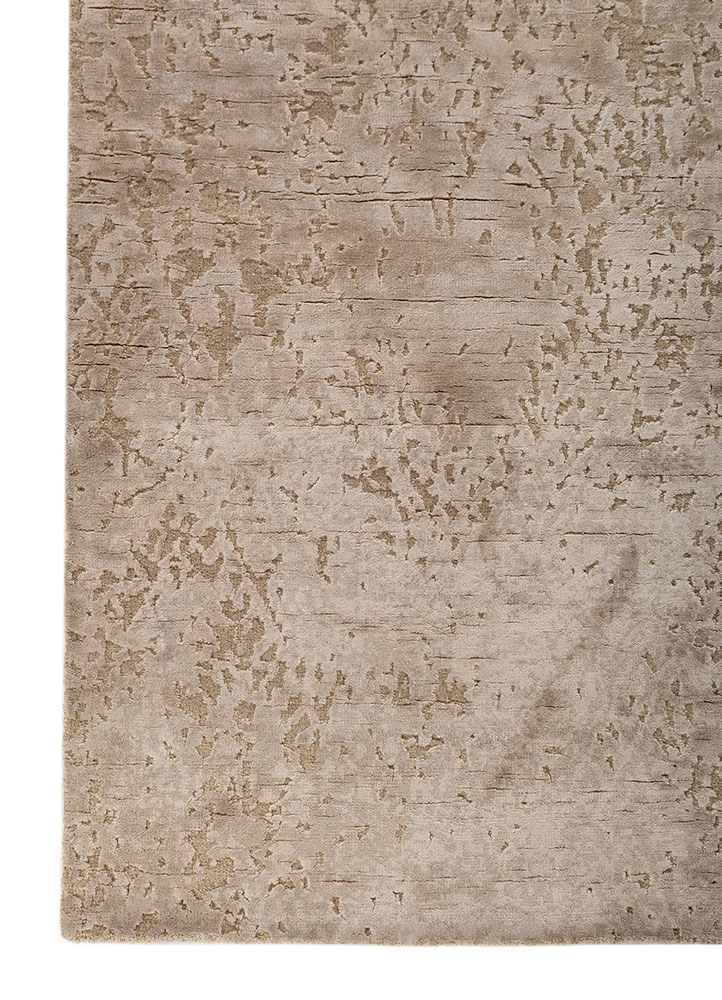 project error by kavi ivory wool and bamboo silk hand knotted Rug - Corner