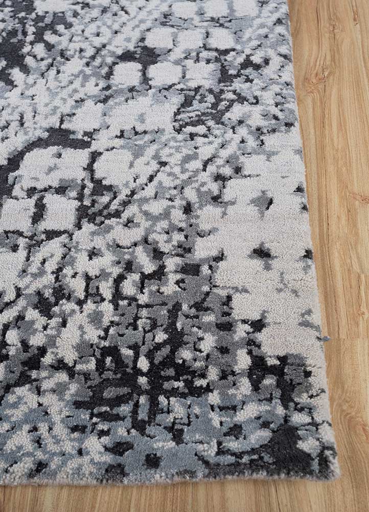 project error by kavi ivory wool and bamboo silk hand knotted Rug - Corner