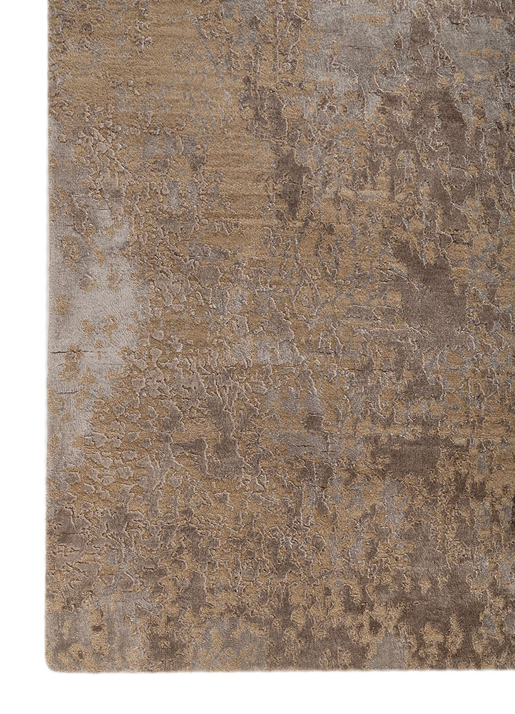 project error by kavi grey and black wool and bamboo silk hand knotted Rug - Corner