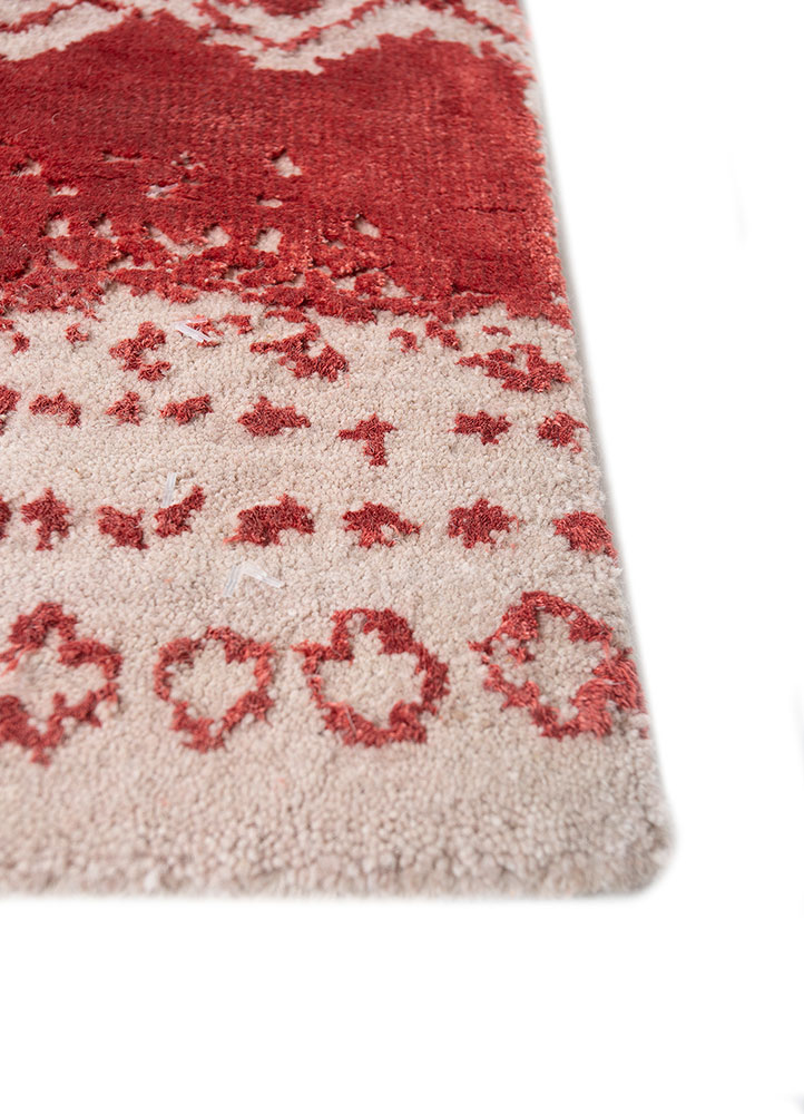 project error by kavi ivory wool and bamboo silk hand knotted Rug - Corner