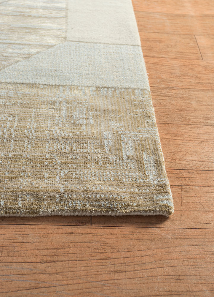 chaos theory by kavi grey and black wool and bamboo silk hand knotted Rug - Corner