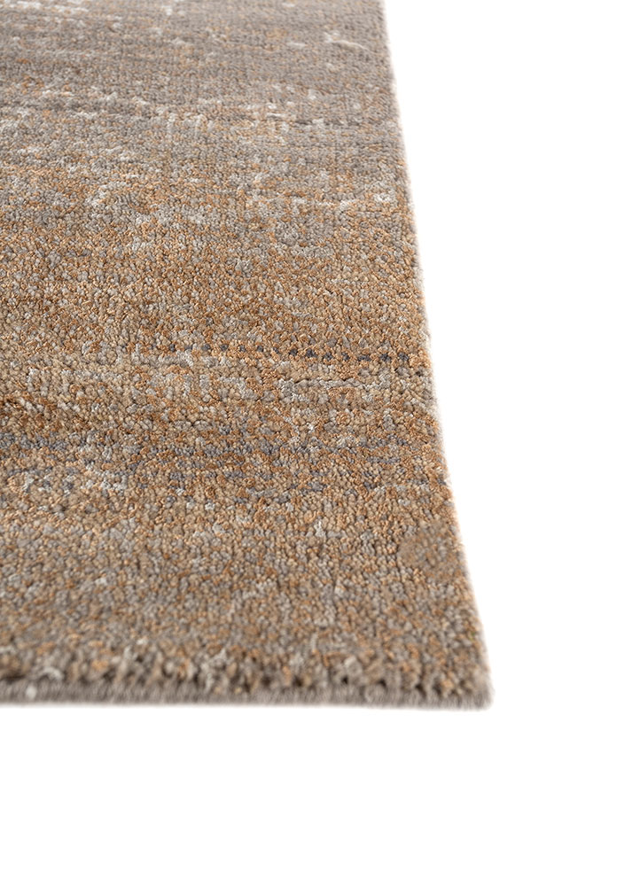 afterglow by kavi grey and black wool and bamboo silk hand knotted Rug - Corner
