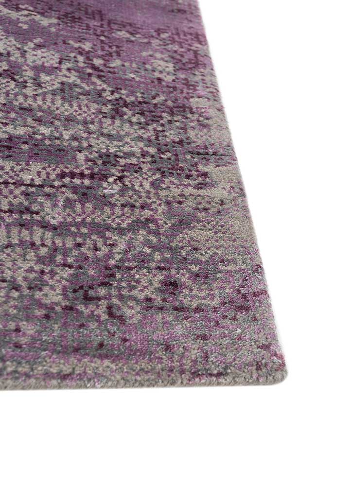 afterglow by kavi grey and black wool and bamboo silk hand knotted Rug - Corner