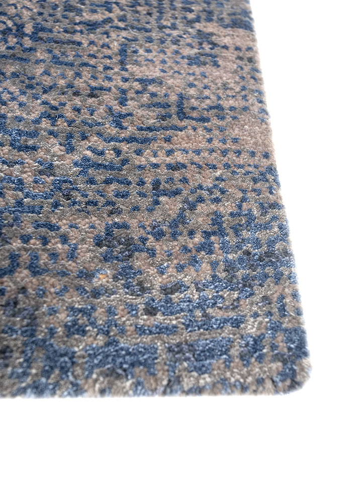 afterglow by kavi grey and black wool and bamboo silk hand knotted Rug - Corner