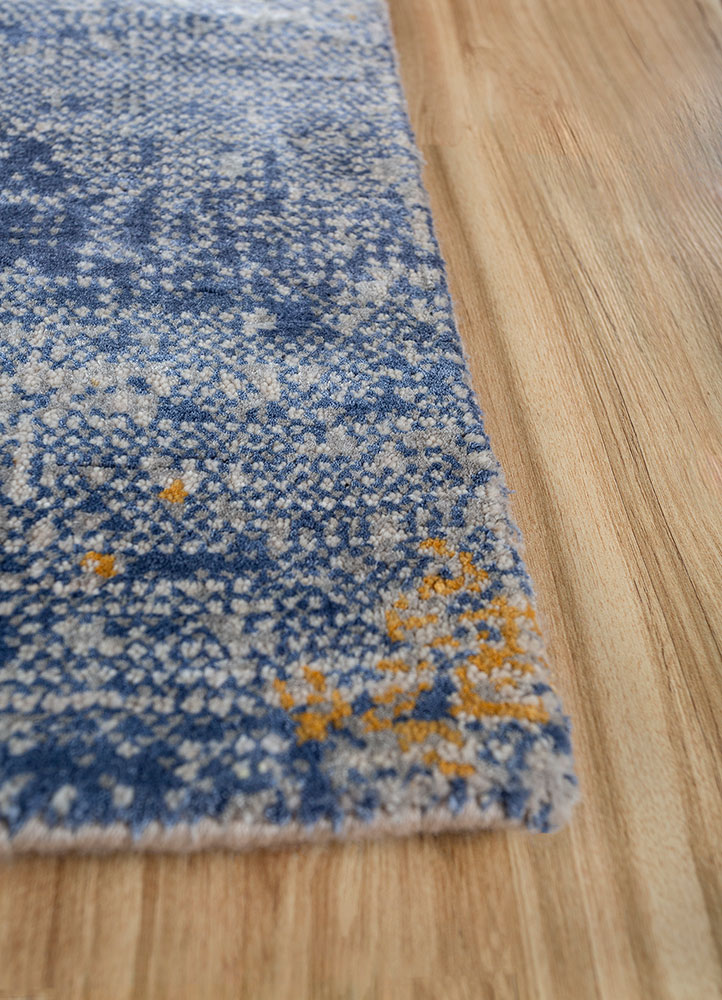 afterglow by kavi ivory wool and bamboo silk hand knotted Rug - Corner