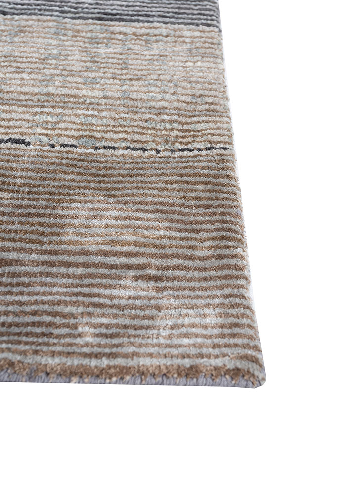 afterglow by kavi grey and black wool and bamboo silk hand knotted Rug - Corner
