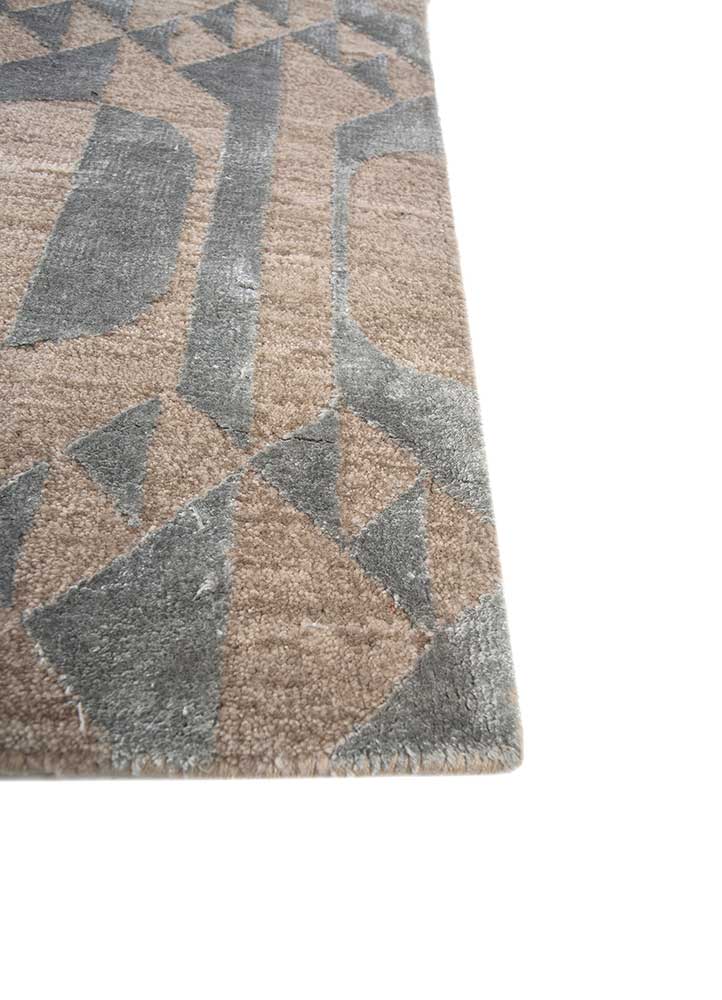 project error by kavi ivory wool and bamboo silk hand knotted Rug - Corner