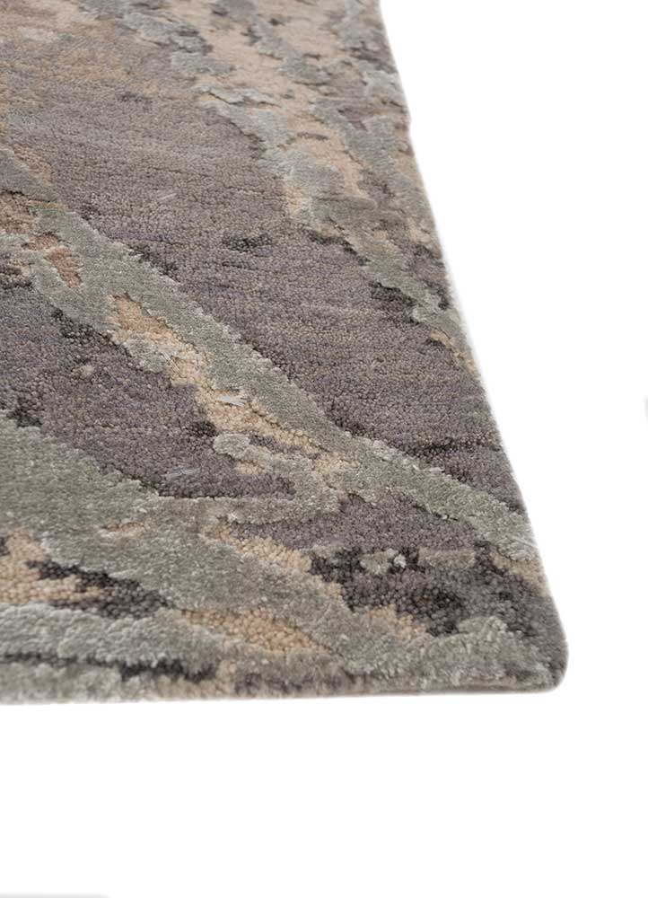 chaos theory by kavi ivory wool and bamboo silk hand knotted Rug - Corner