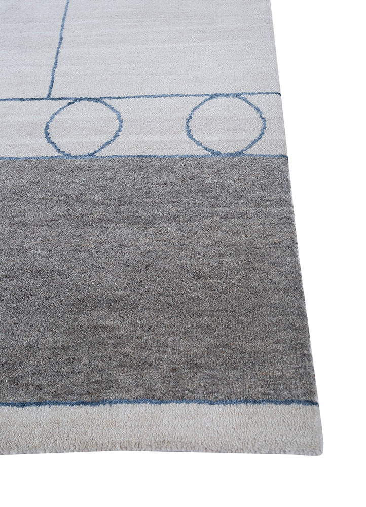 chaos theory by kavi grey and black wool and bamboo silk hand knotted Rug - Corner