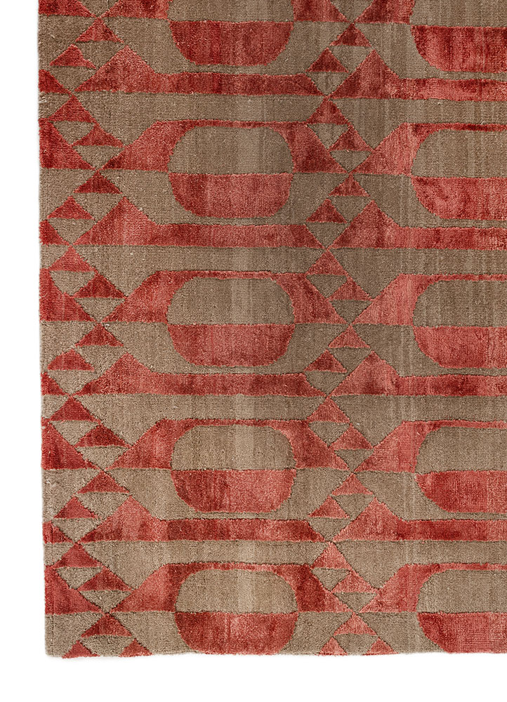 aprezo beige and brown wool and bamboo silk hand knotted Rug - Corner